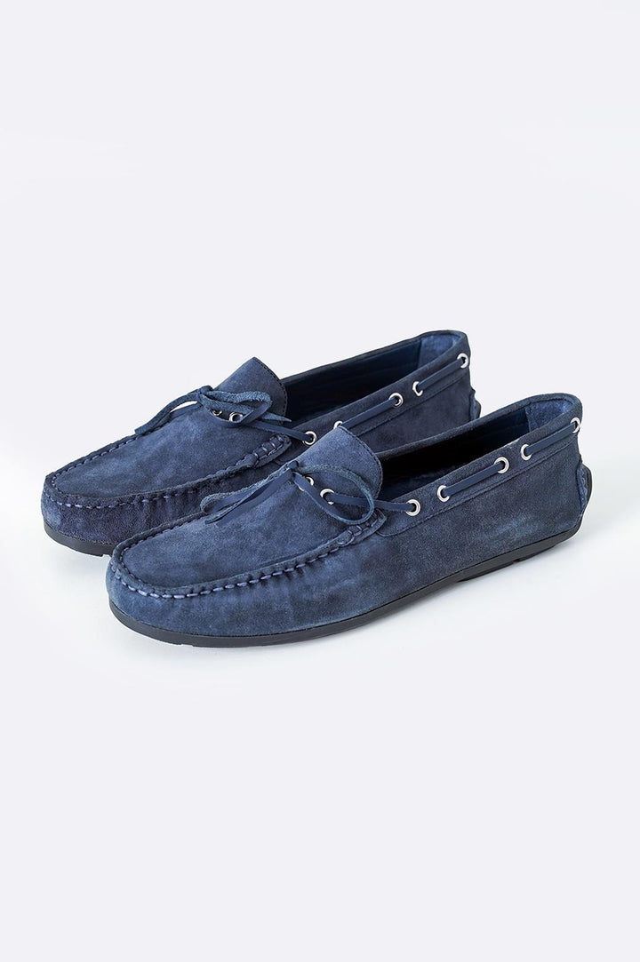 NAVY CLASSIC LEATHER MOCCASINS