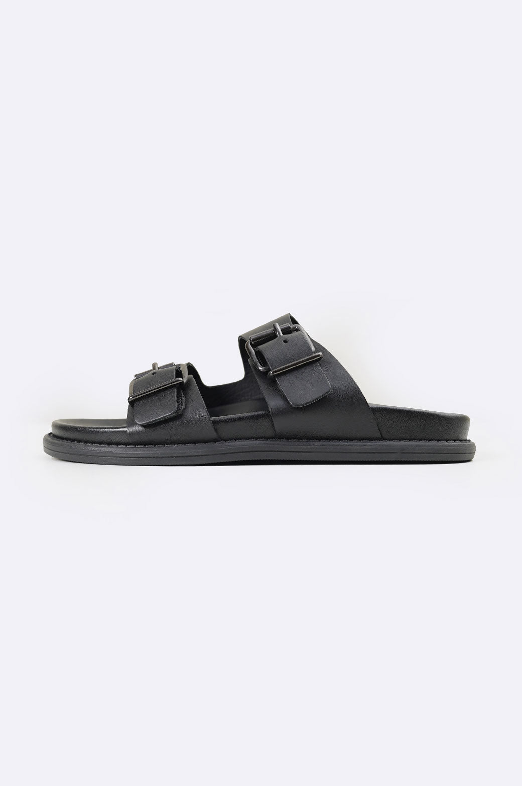 BLACK LEATHER SLIPPERS