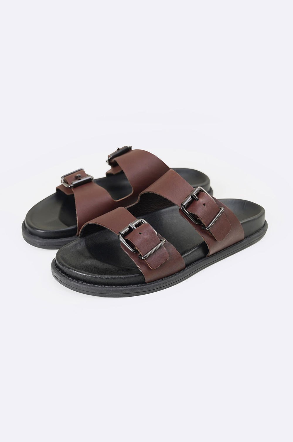 DARK BROWN LEATHER SLIPPERS