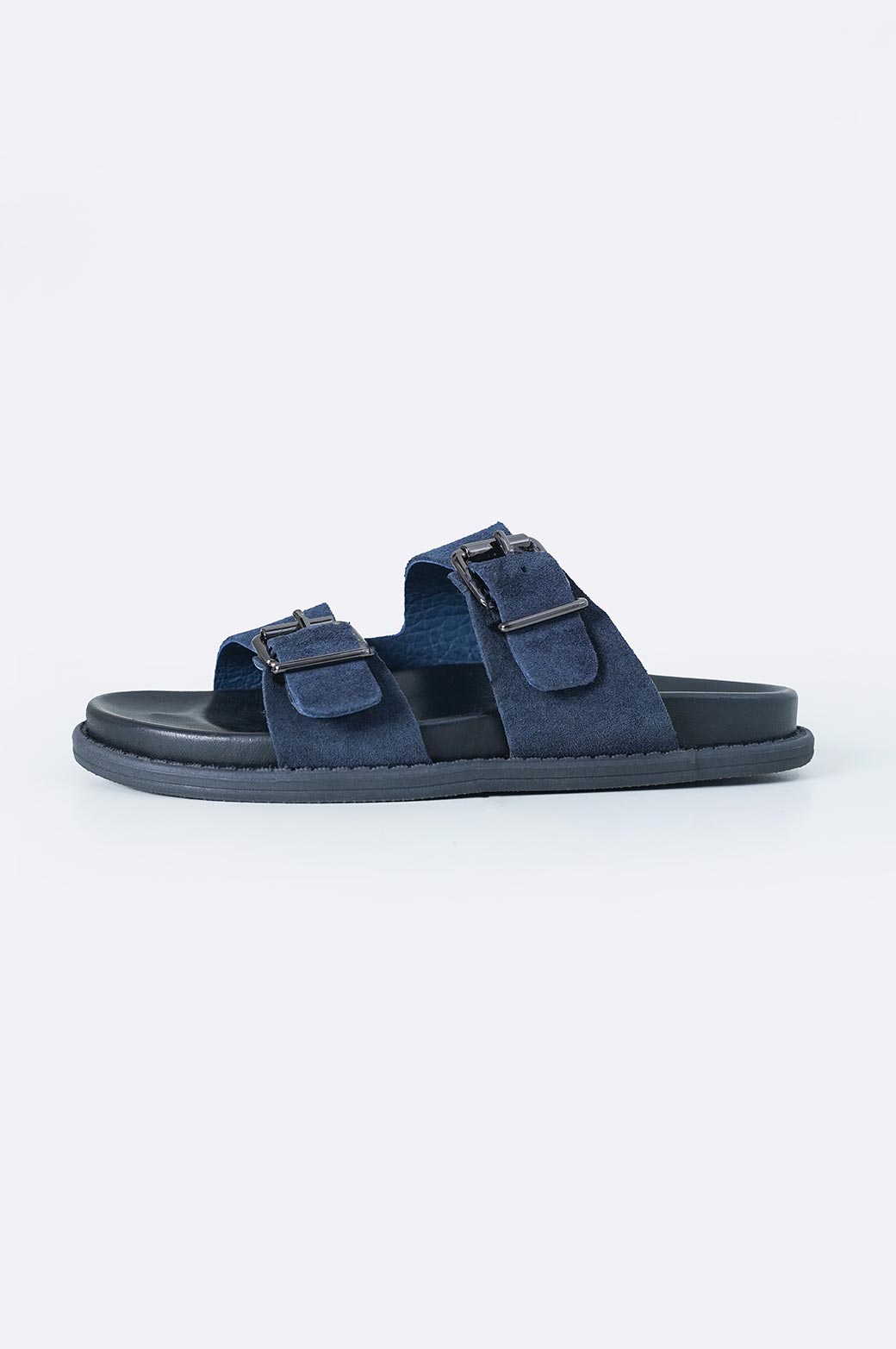 DARK NAVY LEATHER SLIPPERS