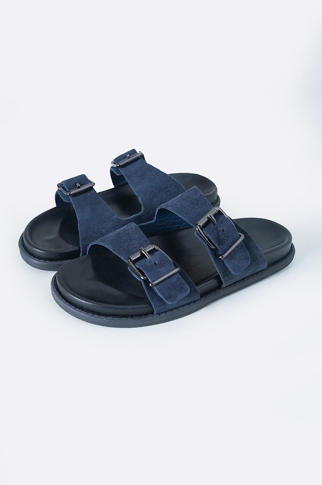 DARK NAVY LEATHER SLIPPERS