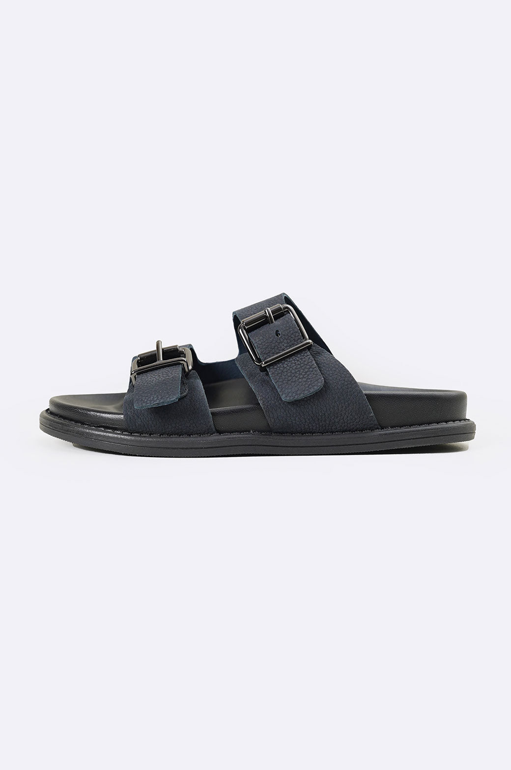DARK NAVY LEATHER SLIPPERS