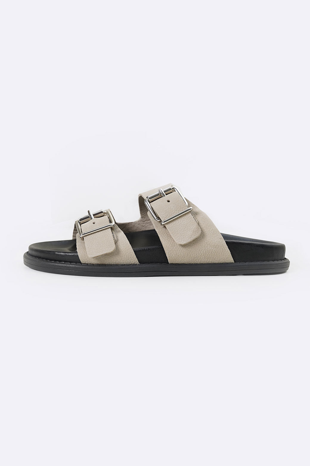 LIGHT GREY LEATHER SLIPPERS