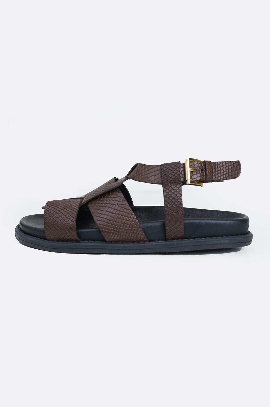 DARK BROWN LEATHER SANDALS - DARK BROWN