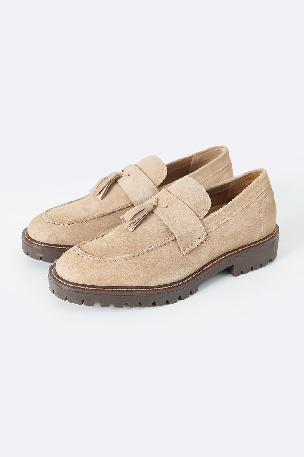 SAND SUEDE TASSEL LOAFERS