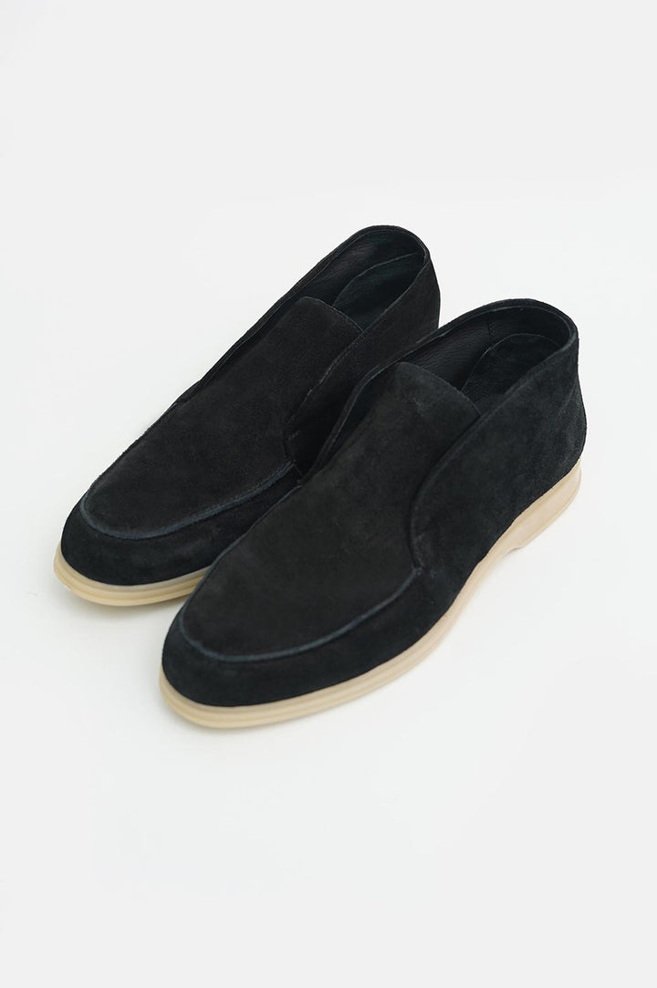BLACK HIGH-TOP LEATHER LOAFERS