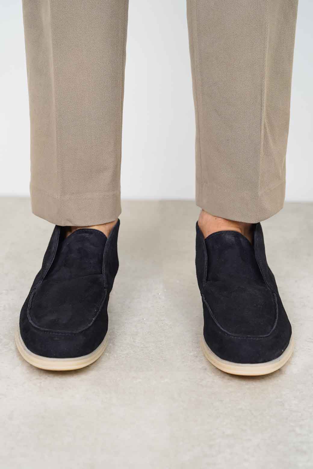 BLACK HIGH-TOP LEATHER LOAFERS