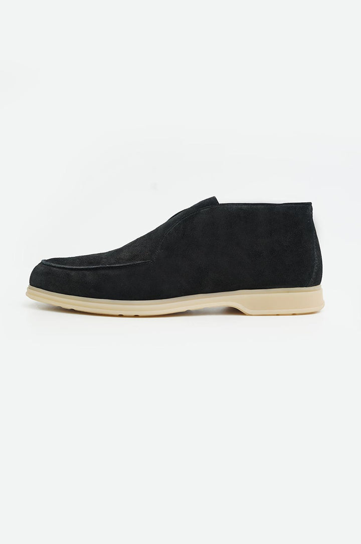 BLACK HIGH-TOP LEATHER LOAFERS