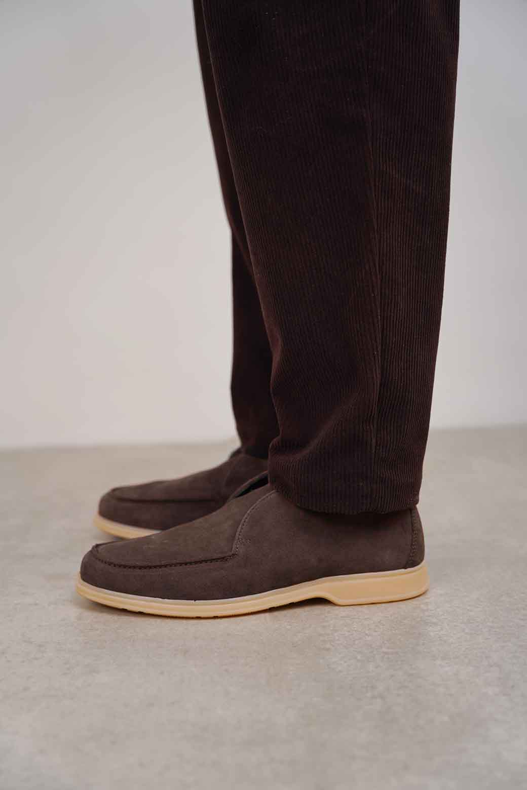 BROWN HIGH-TOP LEATHER LOAFERS