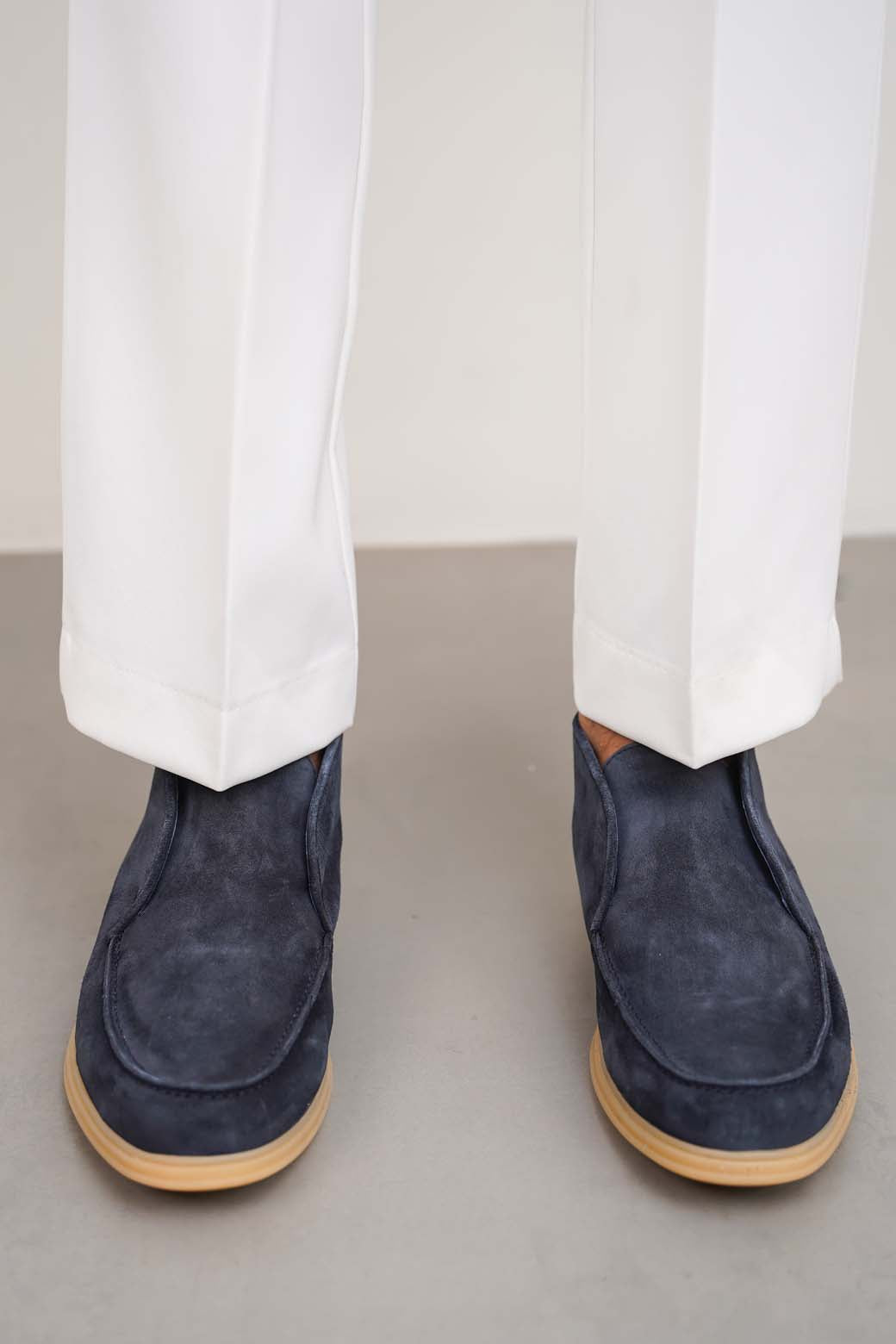 DARK NAVY HIGH-TOP LEATHER LOAFERS