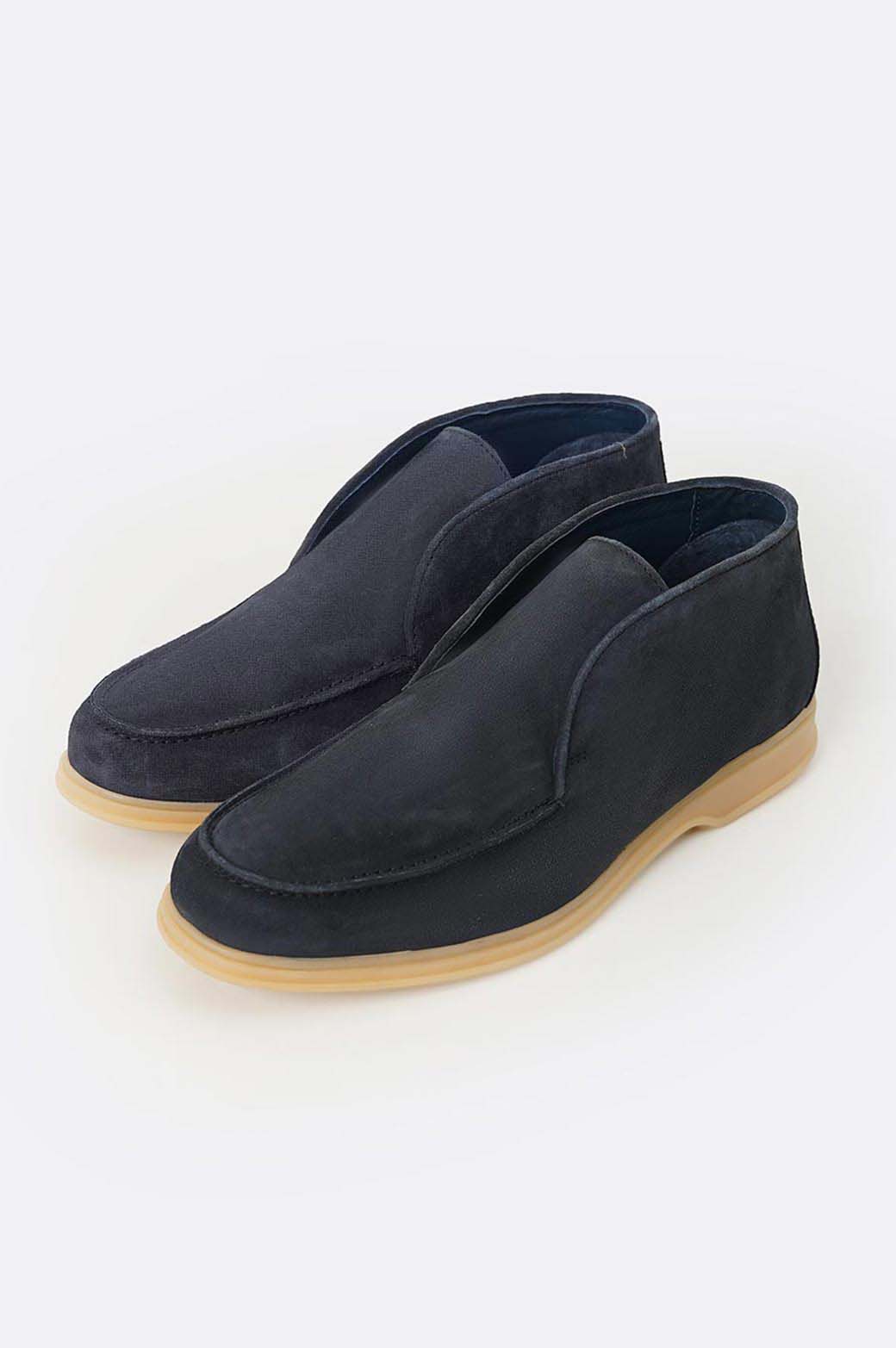 DARK NAVY HIGH-TOP LEATHER LOAFERS