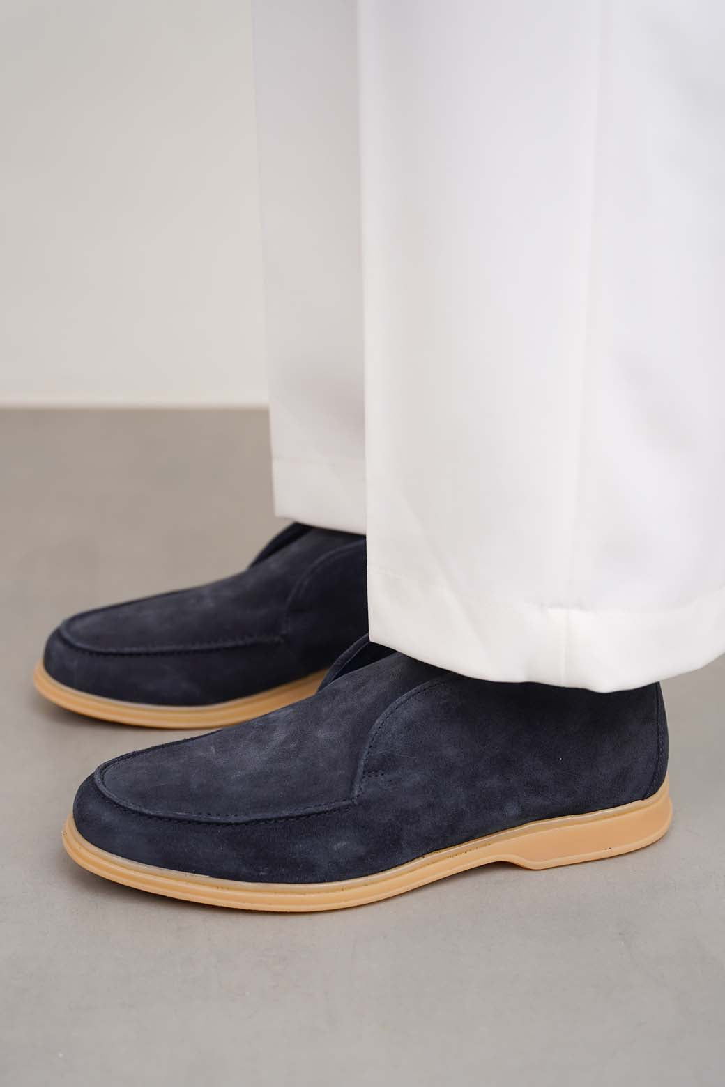 DARK NAVY HIGH-TOP LEATHER LOAFERS
