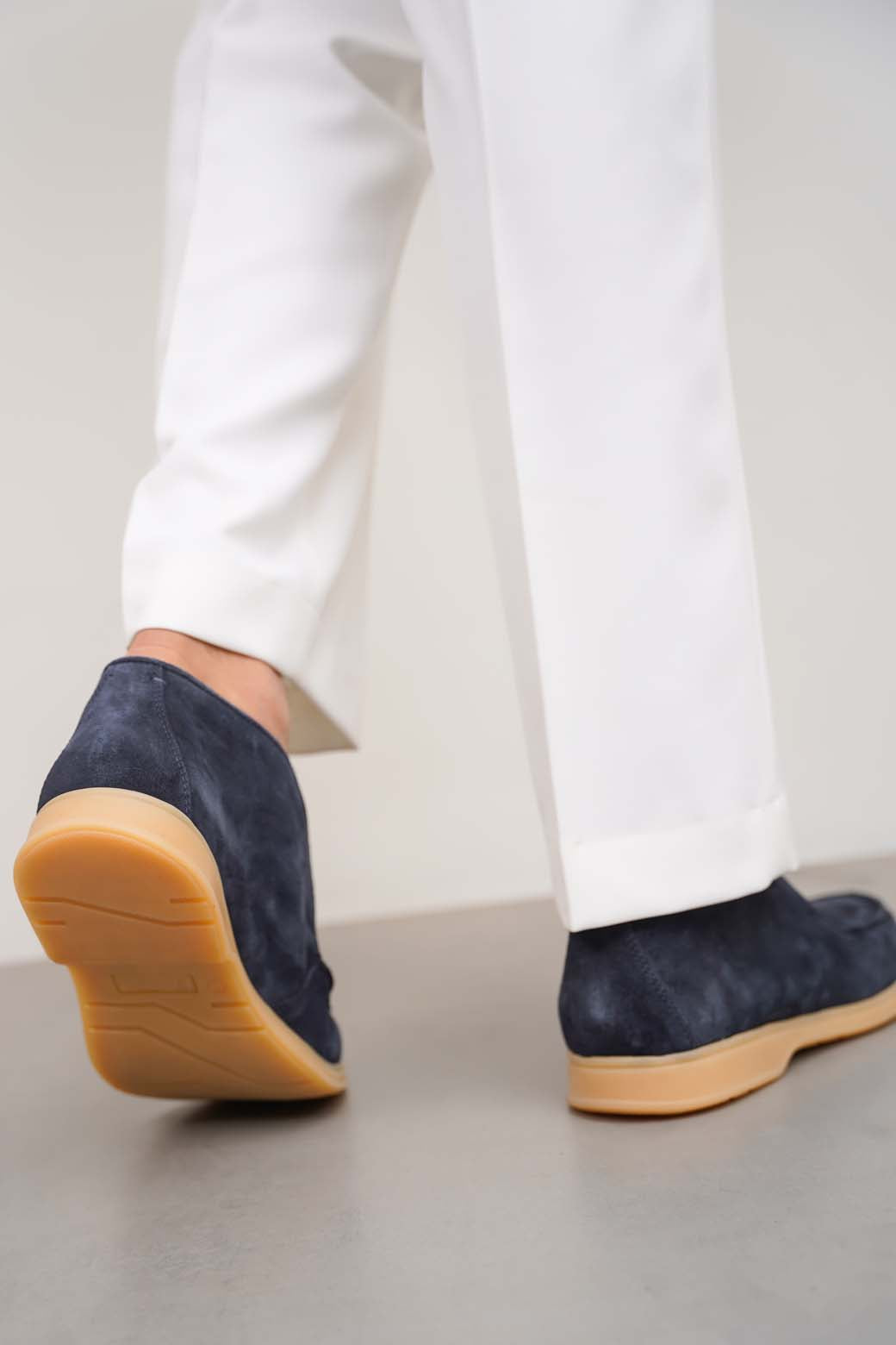 DARK NAVY HIGH-TOP LEATHER LOAFERS
