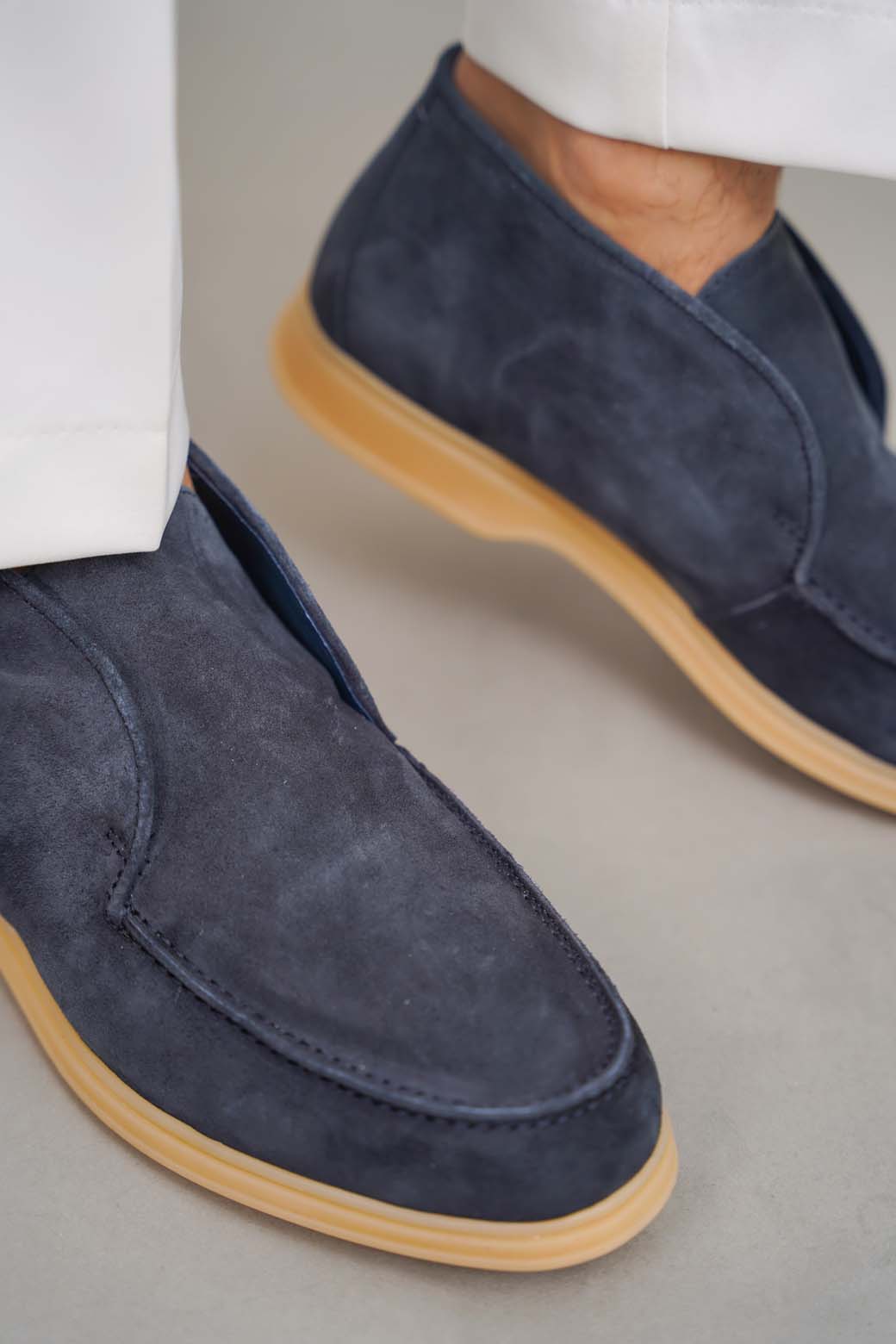 DARK NAVY HIGH-TOP LEATHER LOAFERS