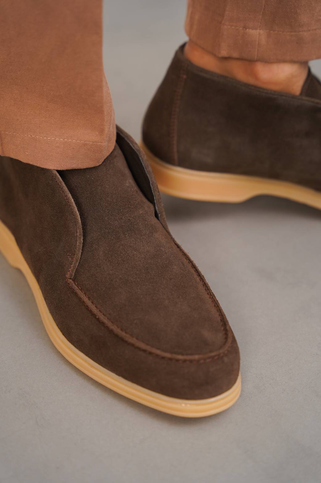 RUST HIGH-TOP LEATHER LOAFERS