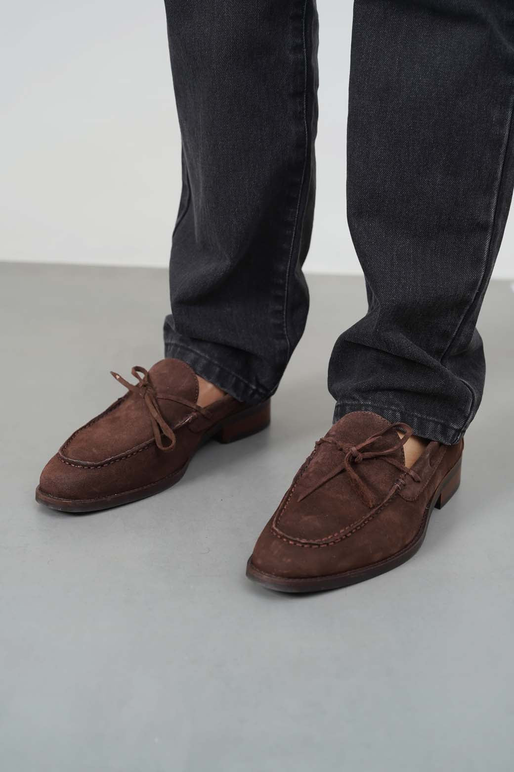CHOCOLATE BOW LEATHER LOAFERS