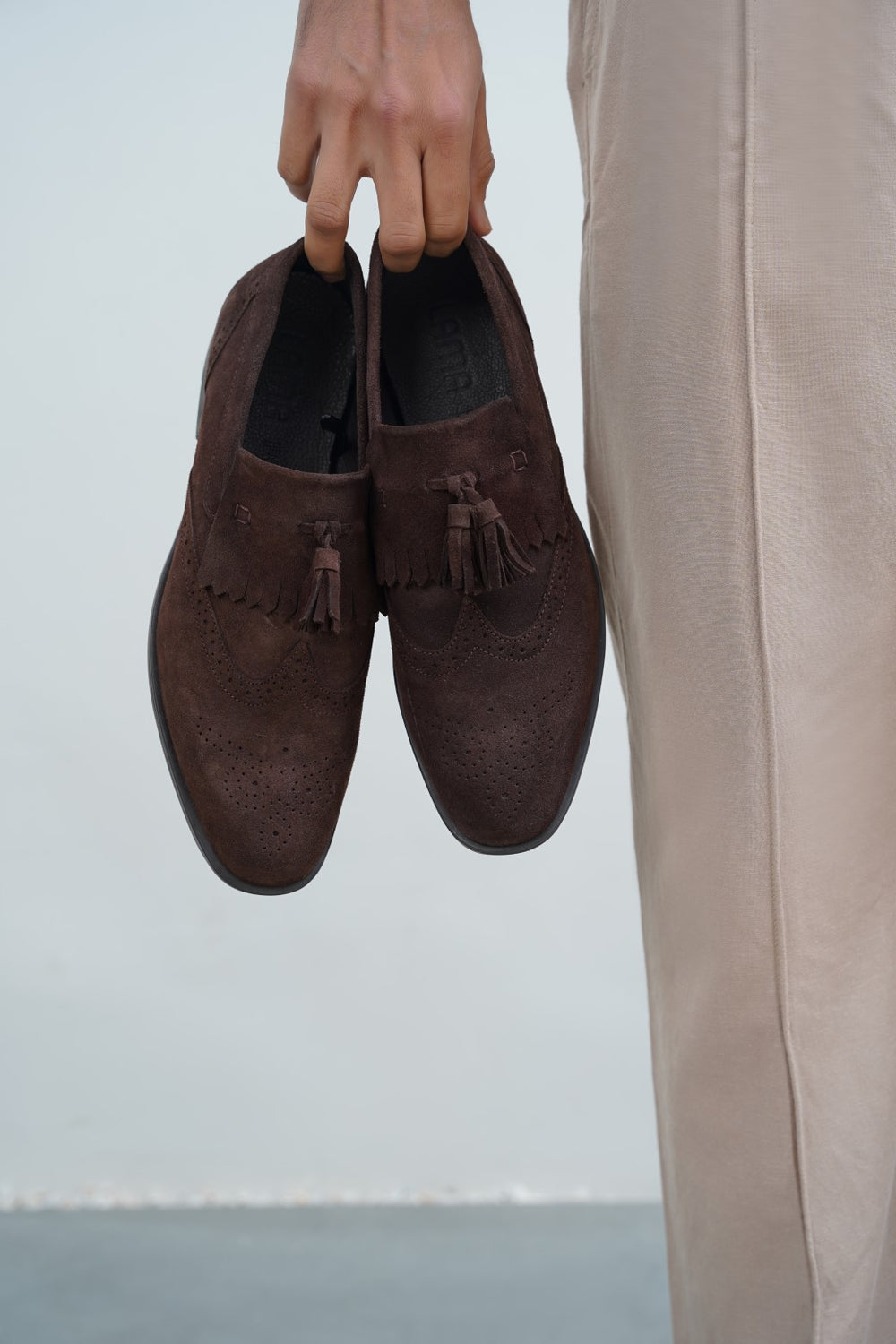 CHOCOLATE BROUGE LEATHER LOAFERS