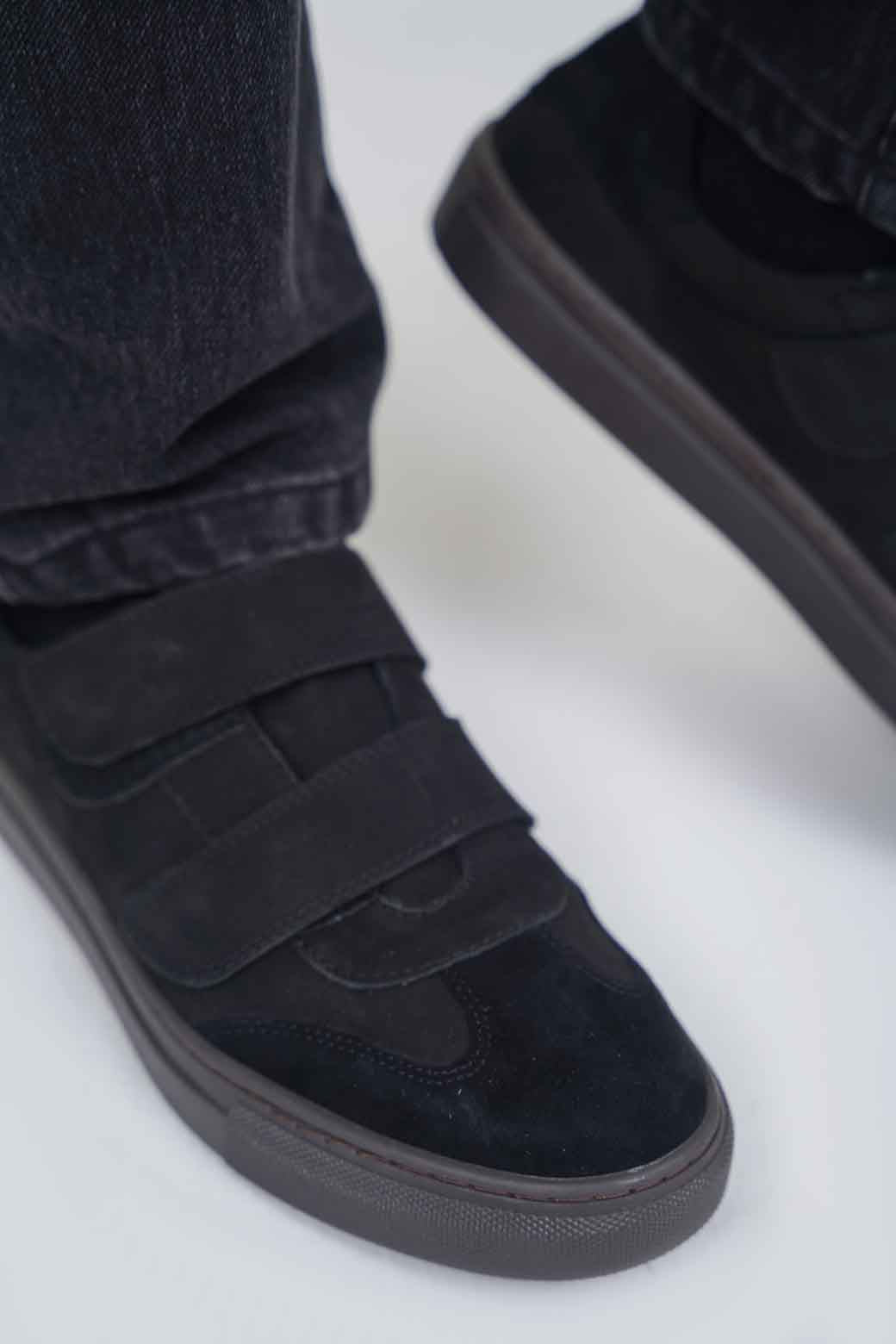 BLACK CONTRAST LEATHER SNEAKERS