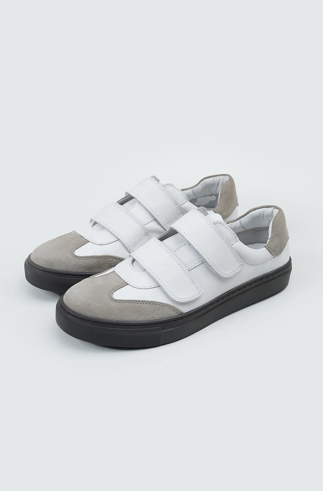 WHITE CONTRAST LEATHER SNEAKERS