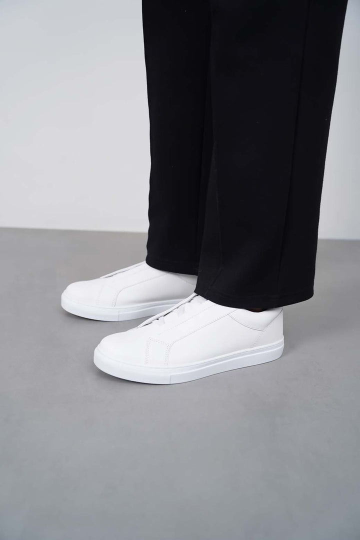 WHITE SLIP-ON LEATHER SNEAKERS