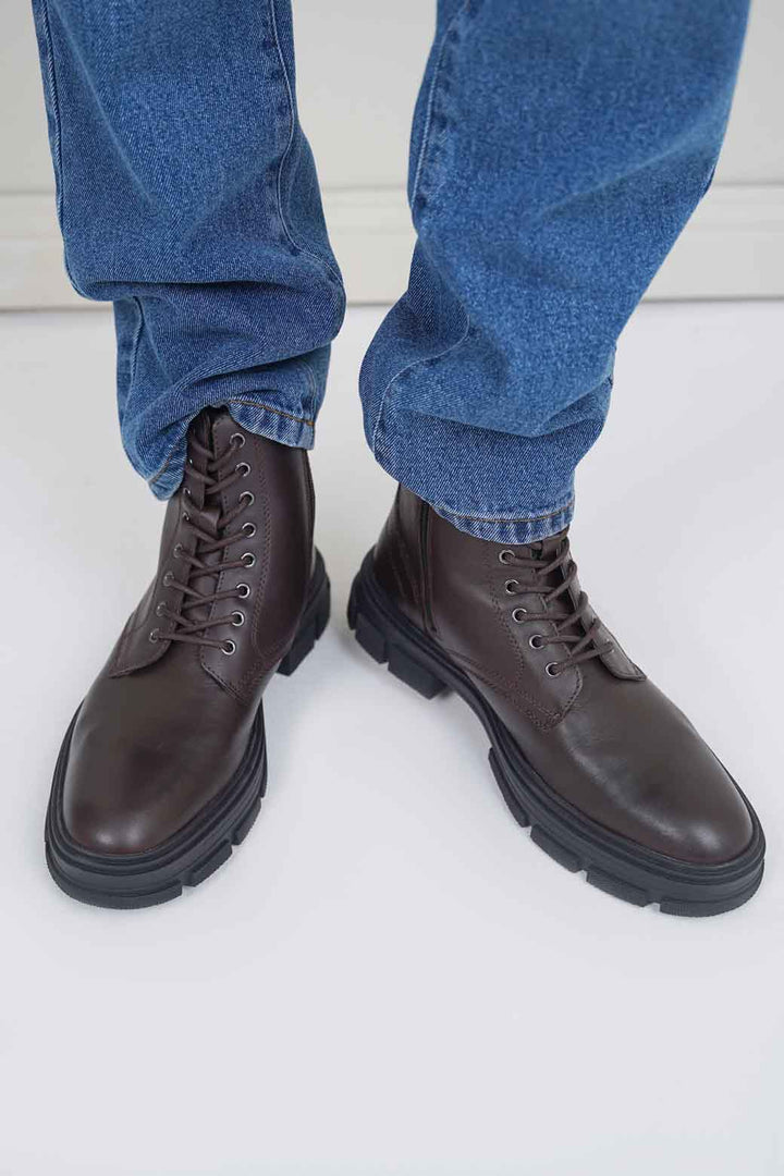 BROWN COMBAT LEATHER BOOTS
