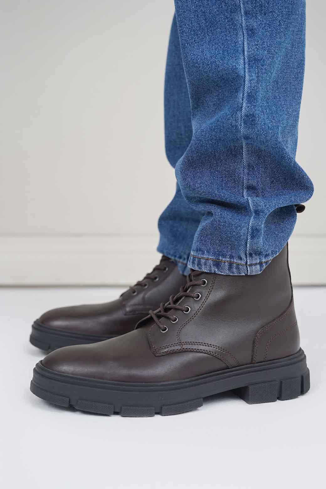 BROWN COMBAT LEATHER BOOTS