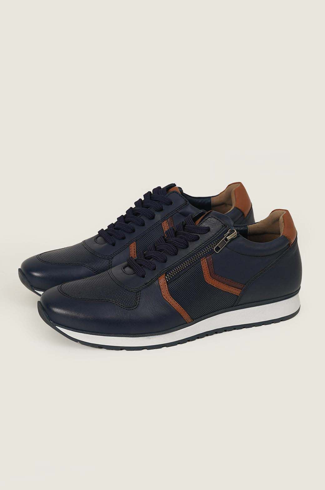 NAVY LEATHER SNEKAERS