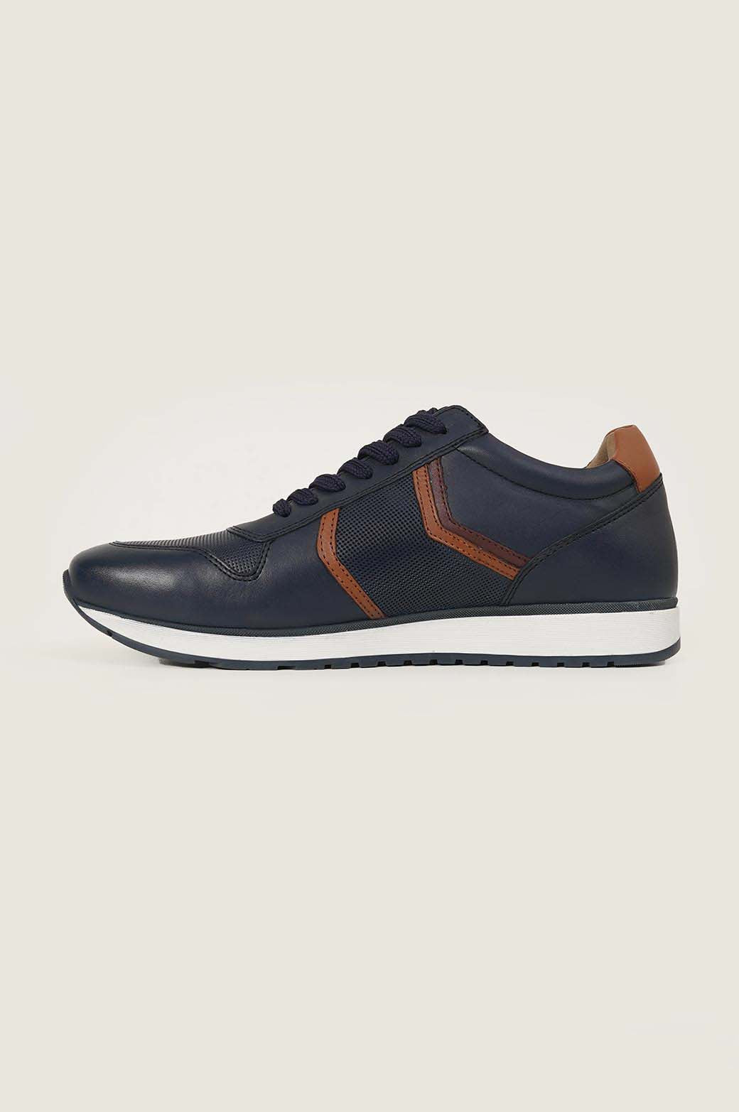 NAVY LEATHER SNEKAERS