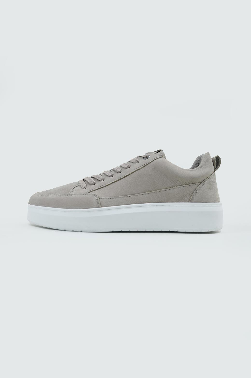 GREY PLATFORM LEATHER SNEAKERS