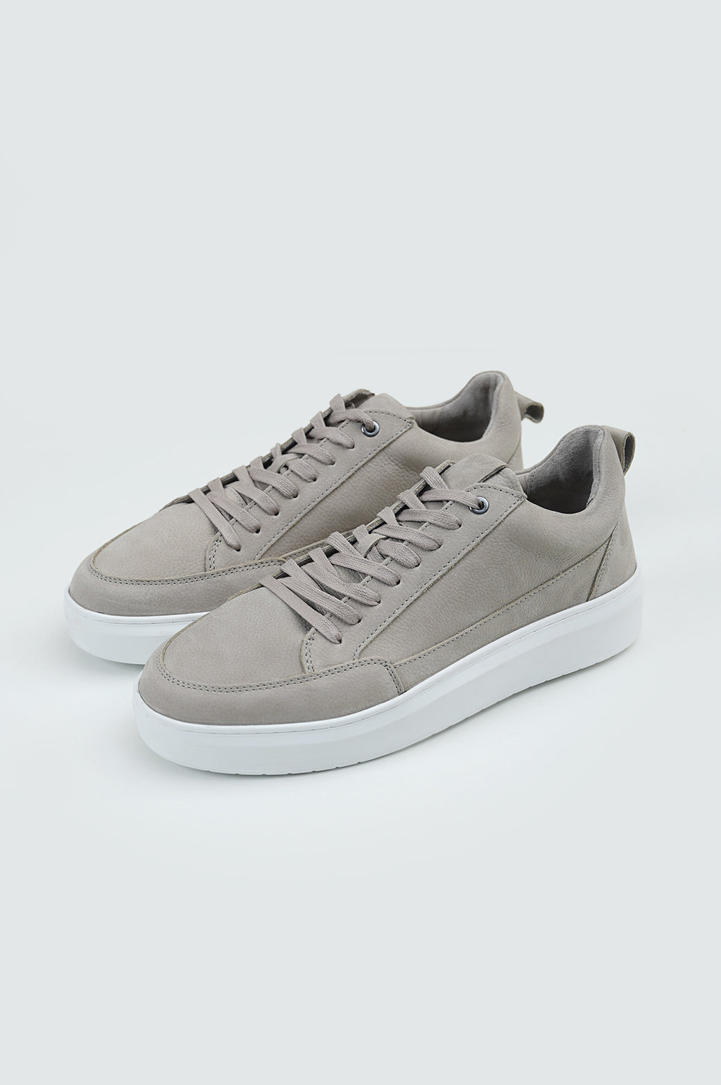 GREY PLATFORM LEATHER SNEAKERS