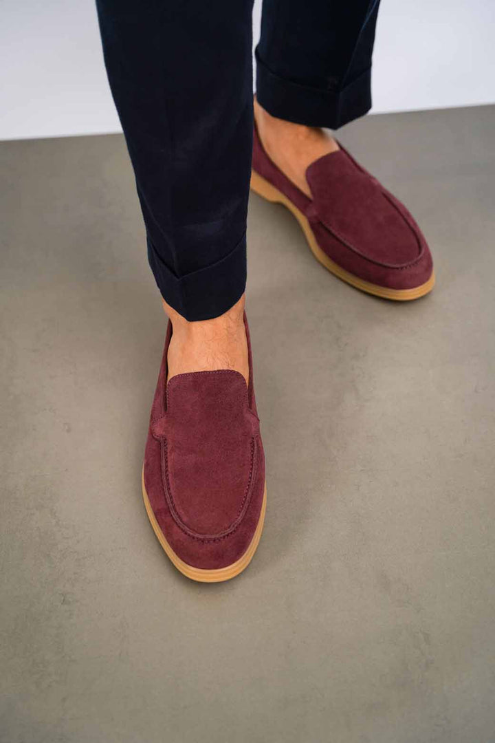 BURGUNDY CLASSIC LEATHER SLIP-ONS
