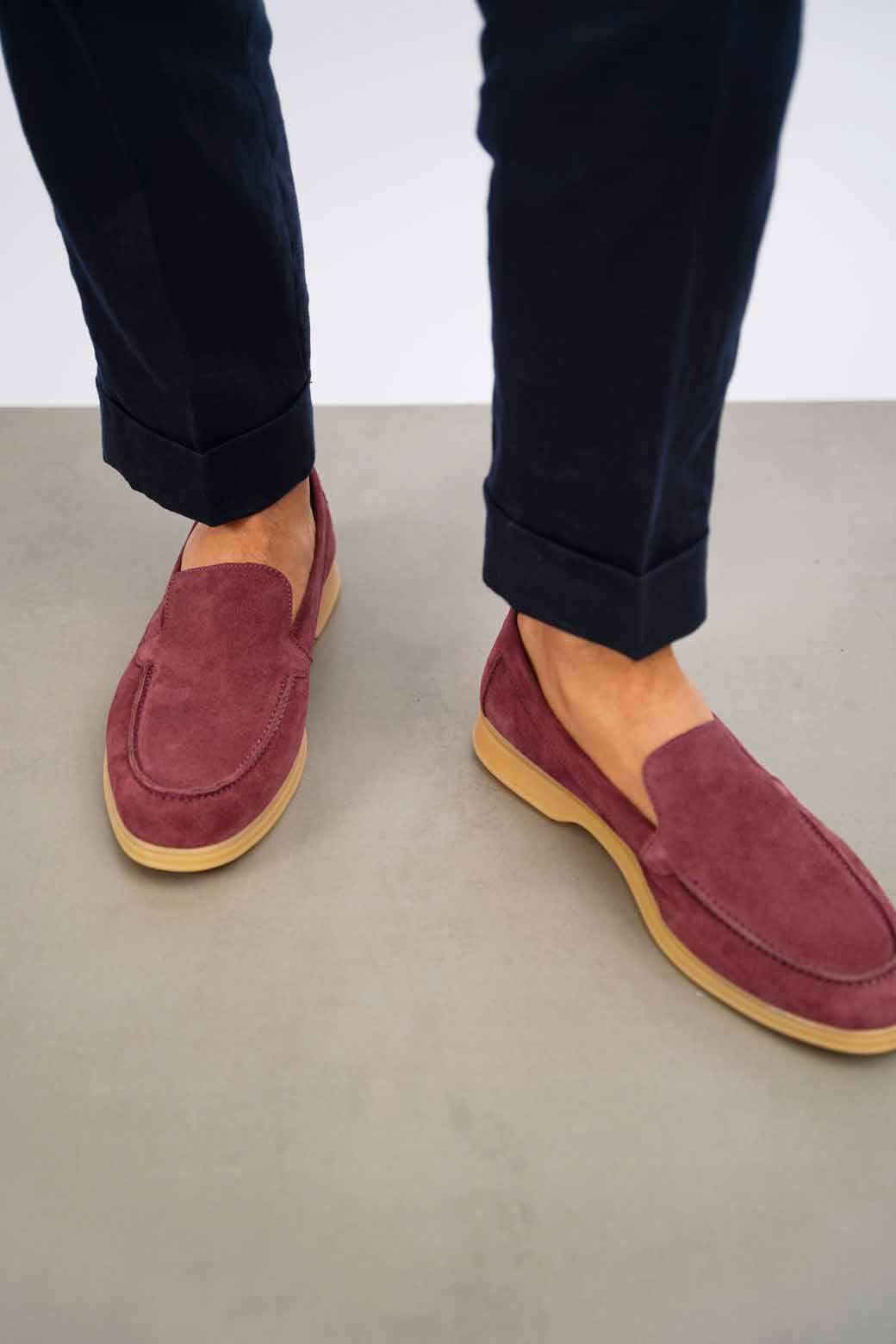 BURGUNDY CLASSIC LEATHER SLIP-ONS