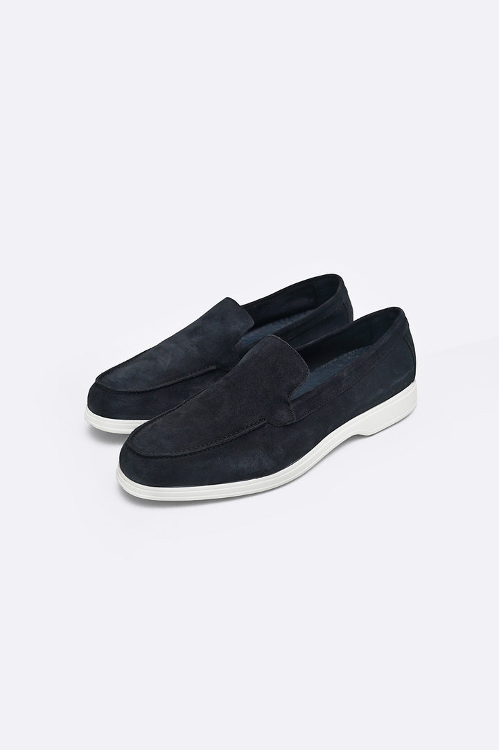 NAVY COMFORTABLE LEATHER LOAFERS