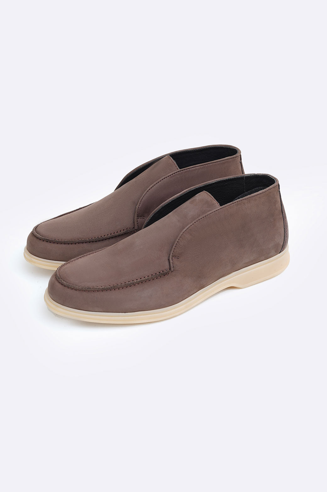 BROWN HIGH-TOP LEATHER LOAFERS