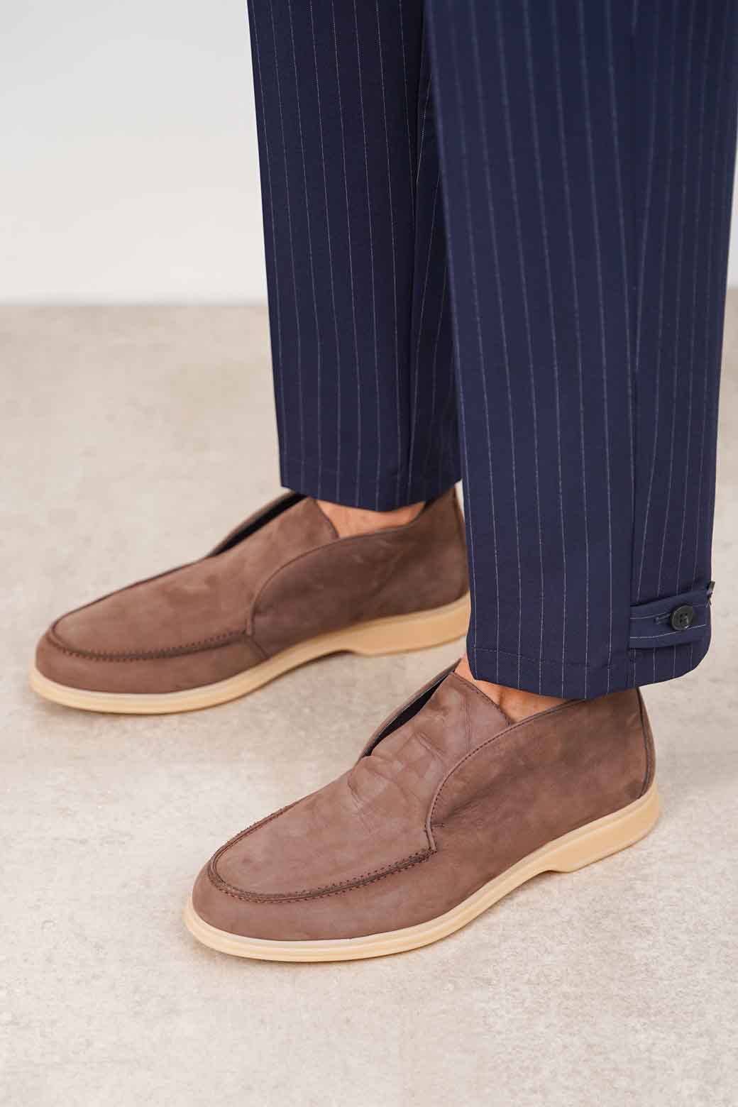 BROWN HIGH-TOP LEATHER LOAFERS