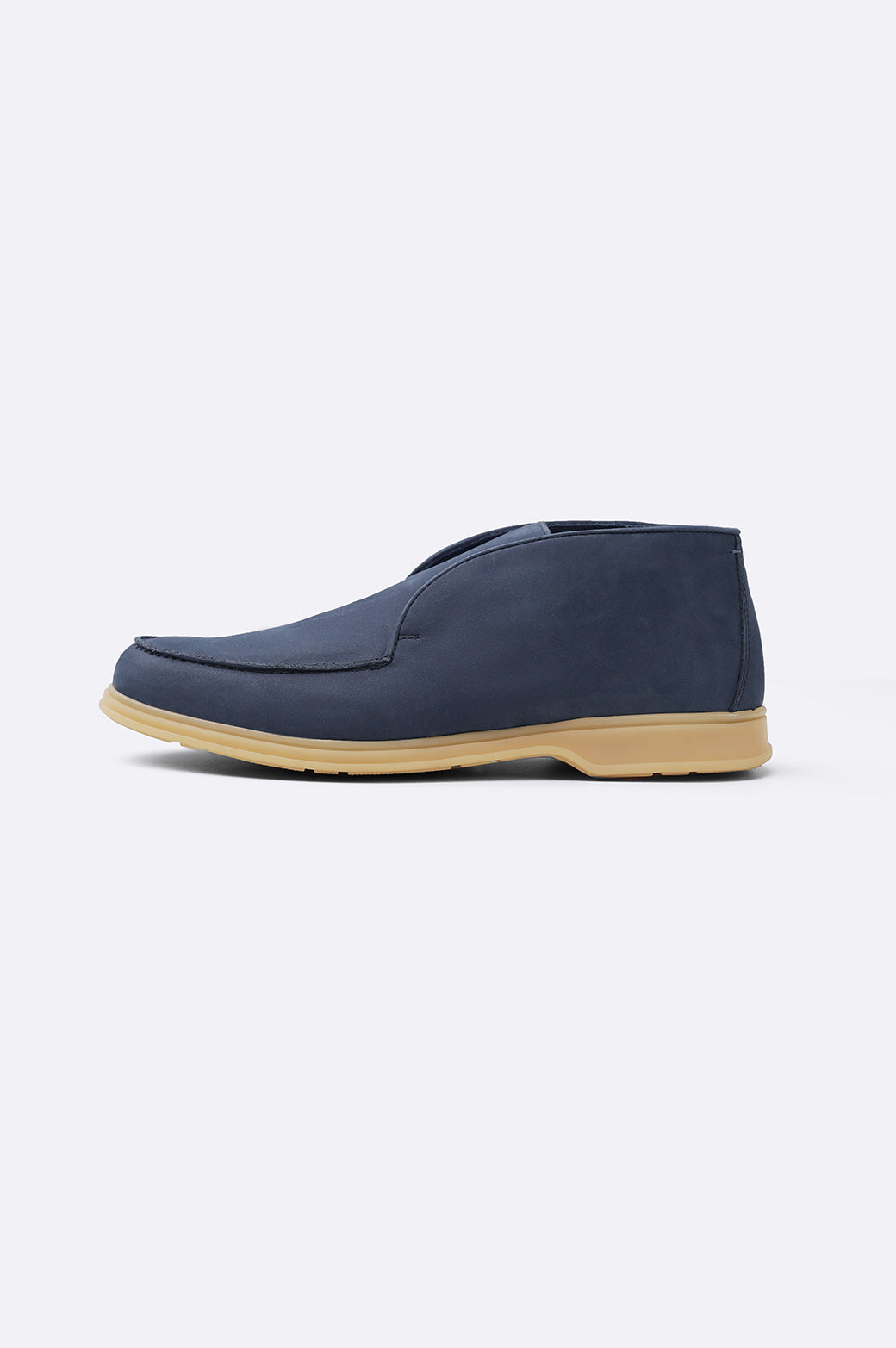 DARK NAVY HIGH-TOP LEATHER LOAFERS