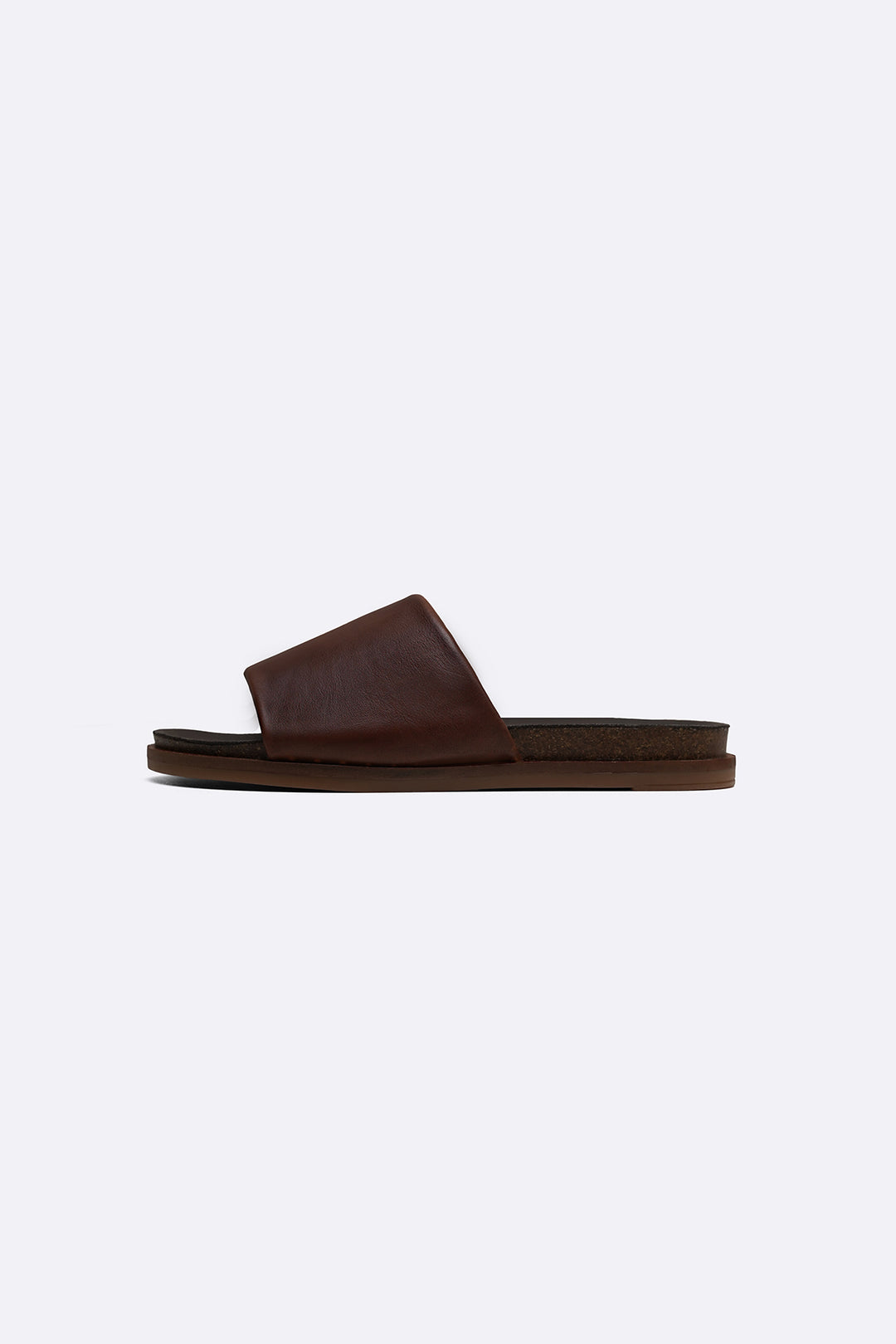 BROWN LEATHER SLIDES