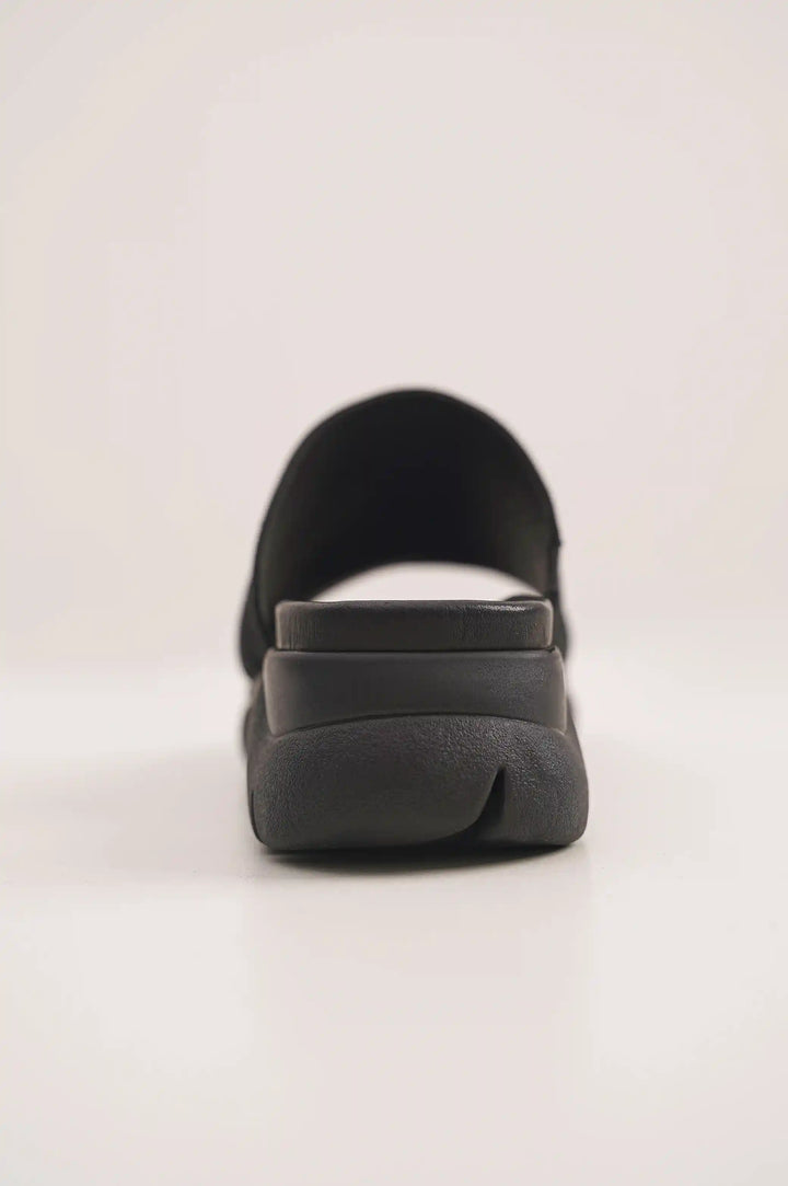 BLACK SUEDE HORIZON LEATHER SLIDE