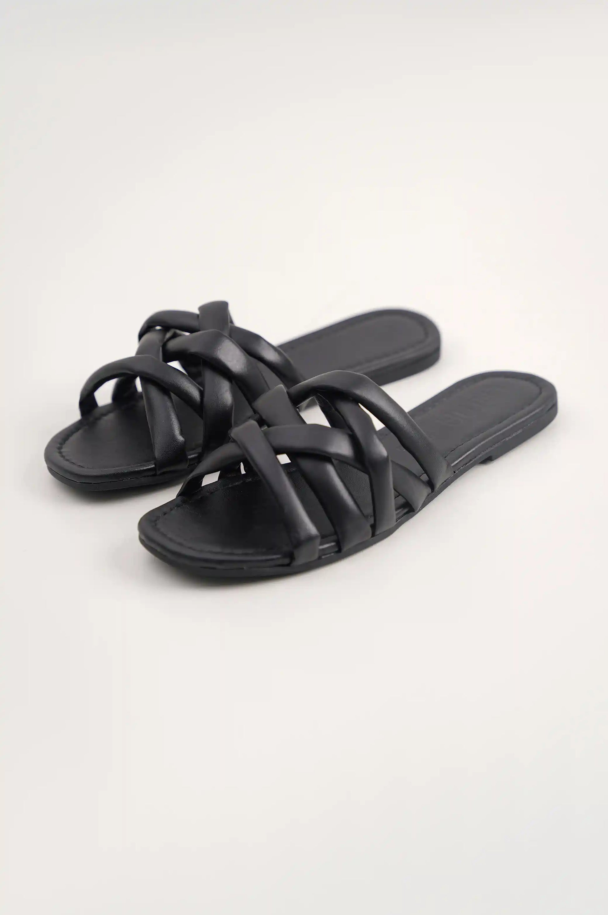 Black Crisscross Slides