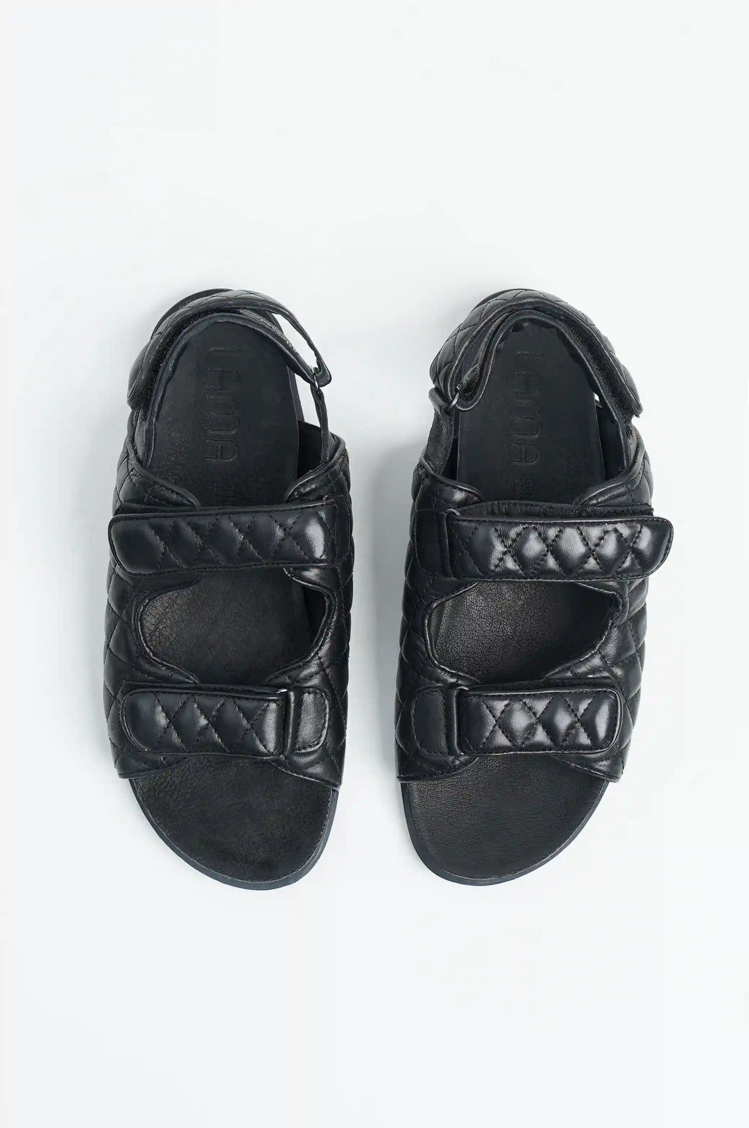 BLACK QUILTED SANDALS