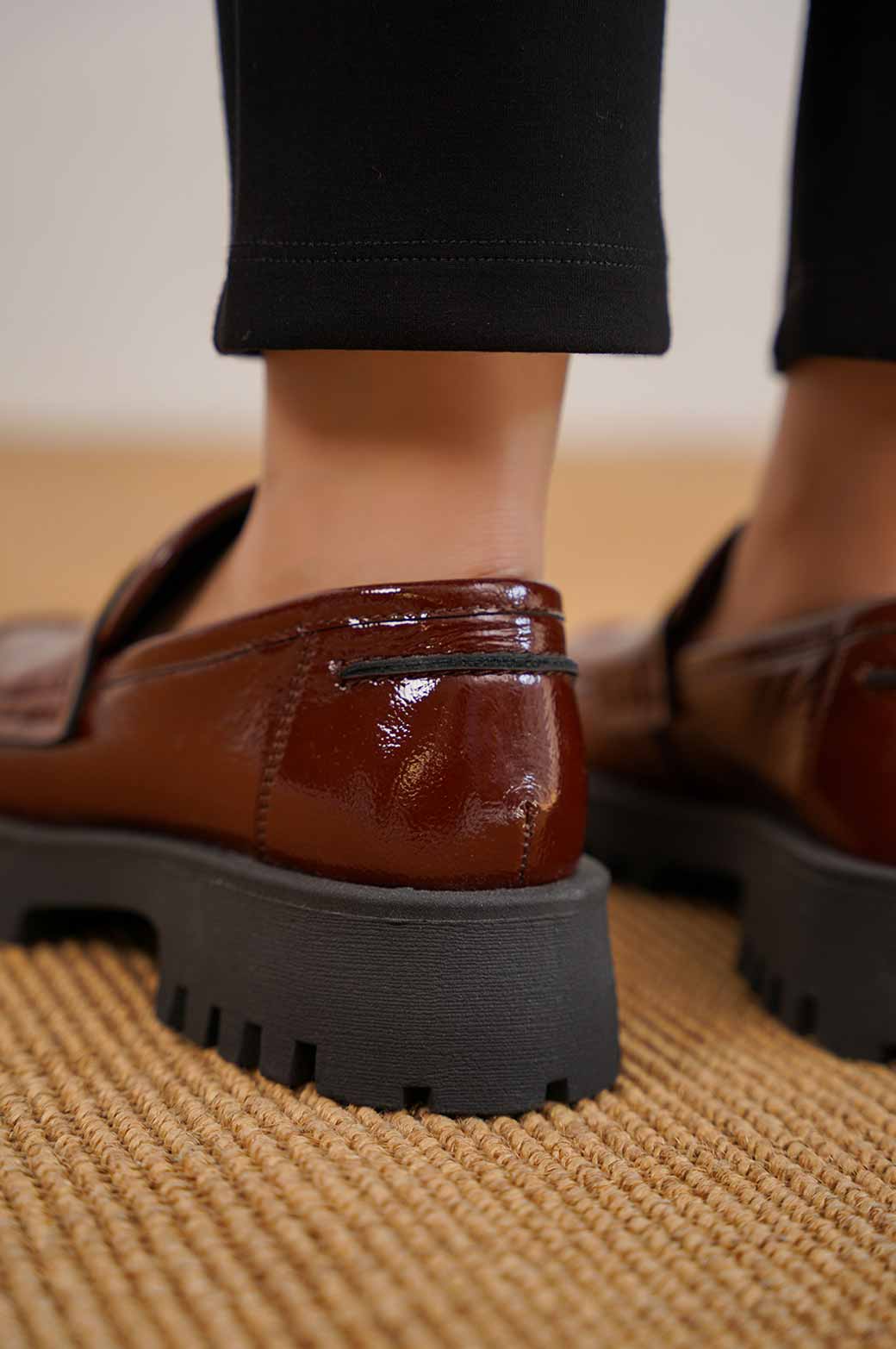 RED CHUNKY PATENT LOAFERS