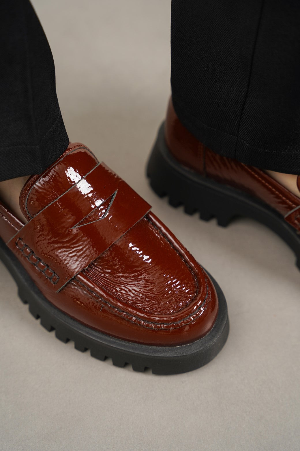 RED PATENT LEATHER LOAFERS