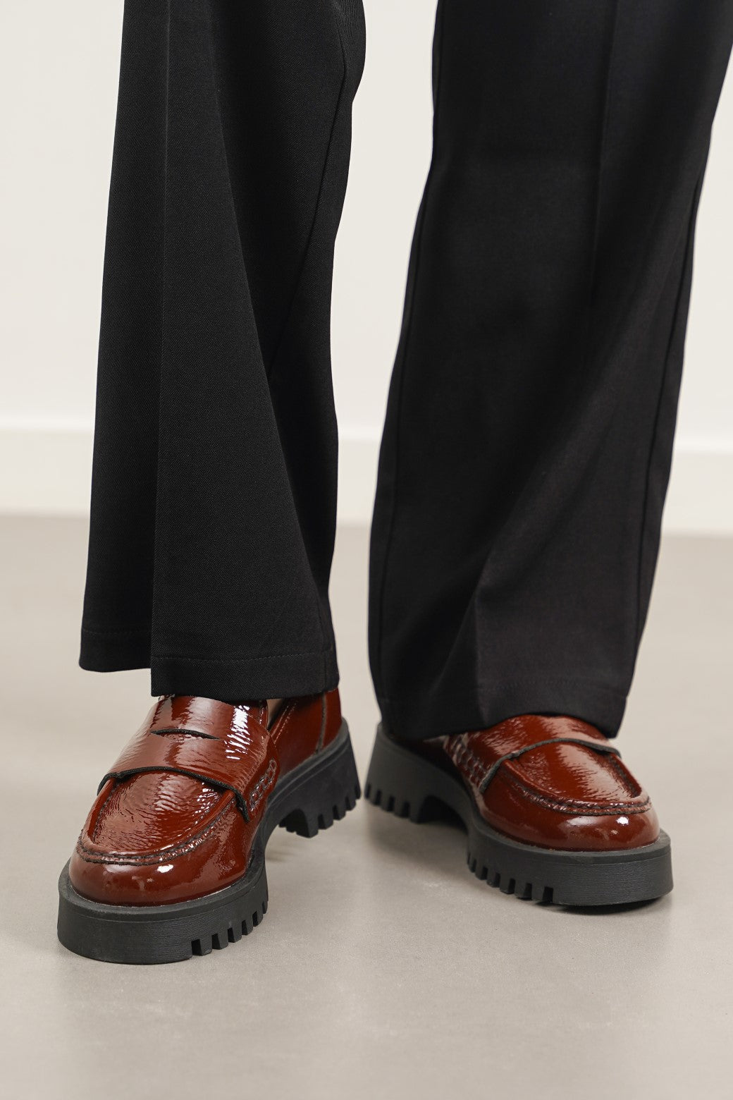 RED PATENT LEATHER LOAFERS