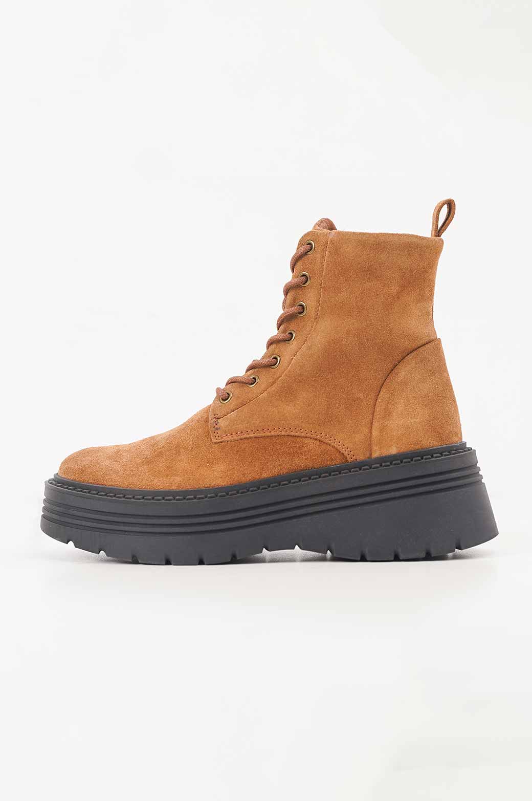 CARAMEL LEATHER COMBAT BOOTS