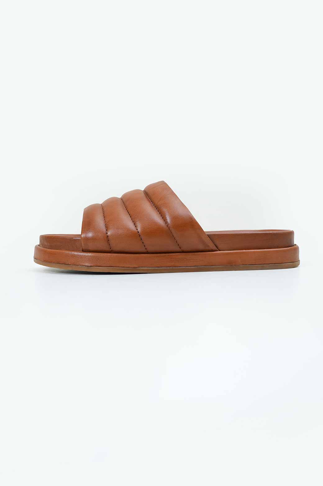 TAUPE LEATHER COMFORT SLIDES