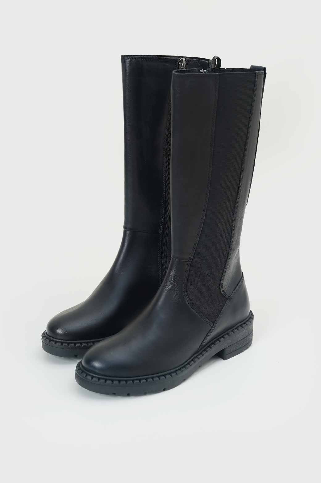 BLACK CALF LENGTH LEATHER CHELSEA BOOT