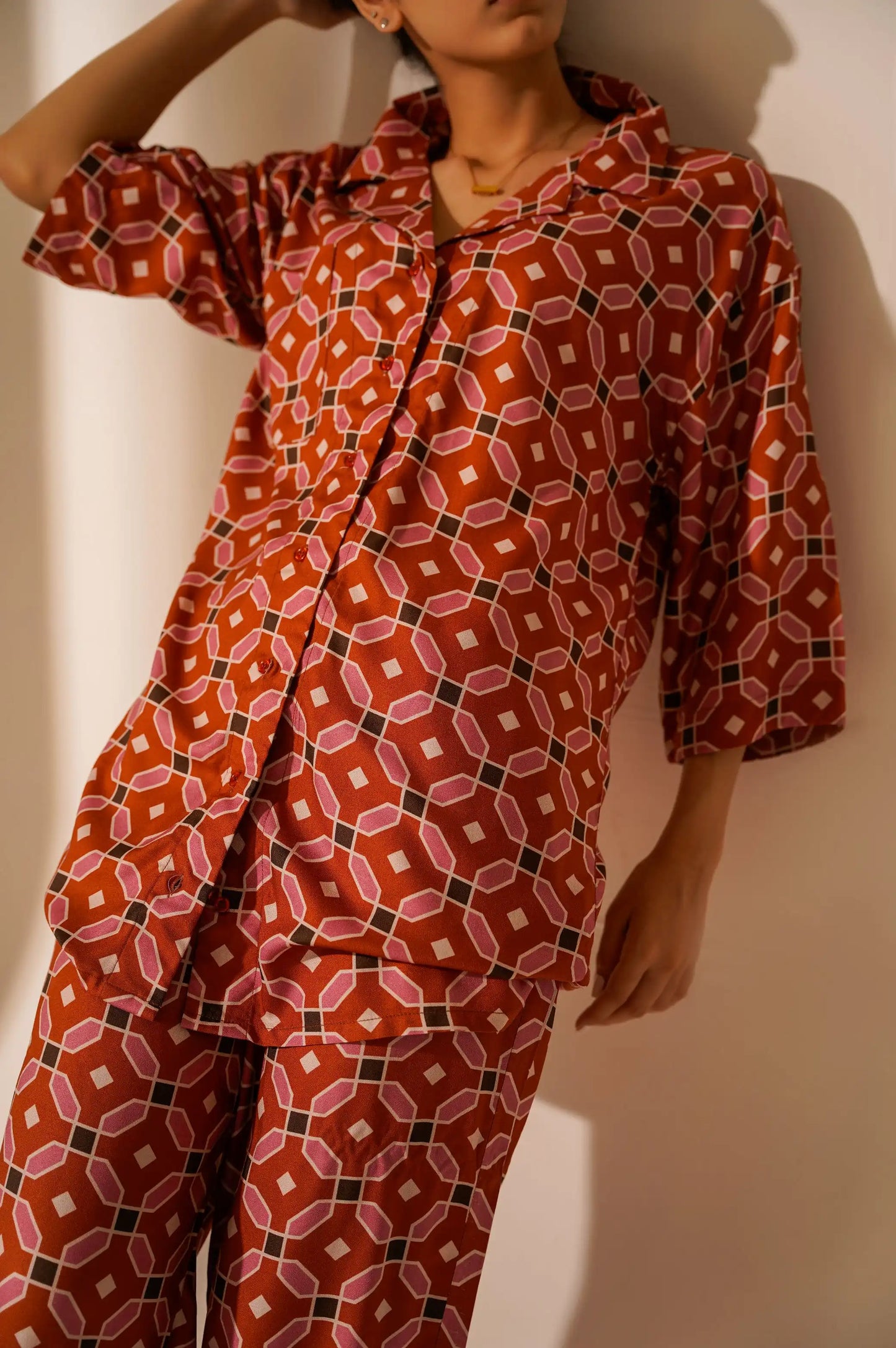 Women Printed Rust Color Shirt