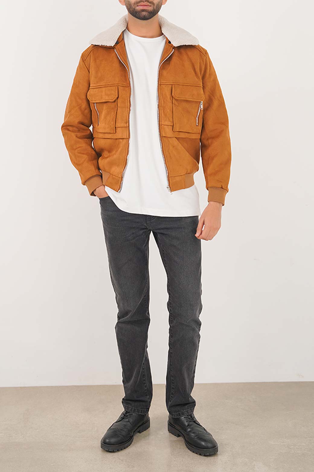 BROWN SHERPA SUEDE JACKET