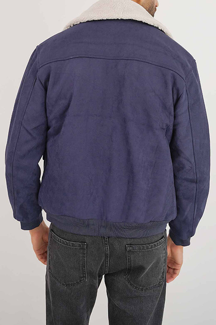 NAVY SHERPA SUEDE JACKET