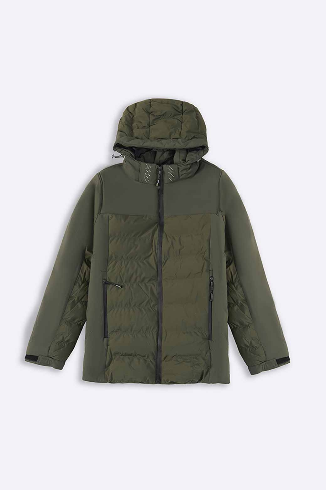 ARMY GREEN HOODED PUFFER JACKET